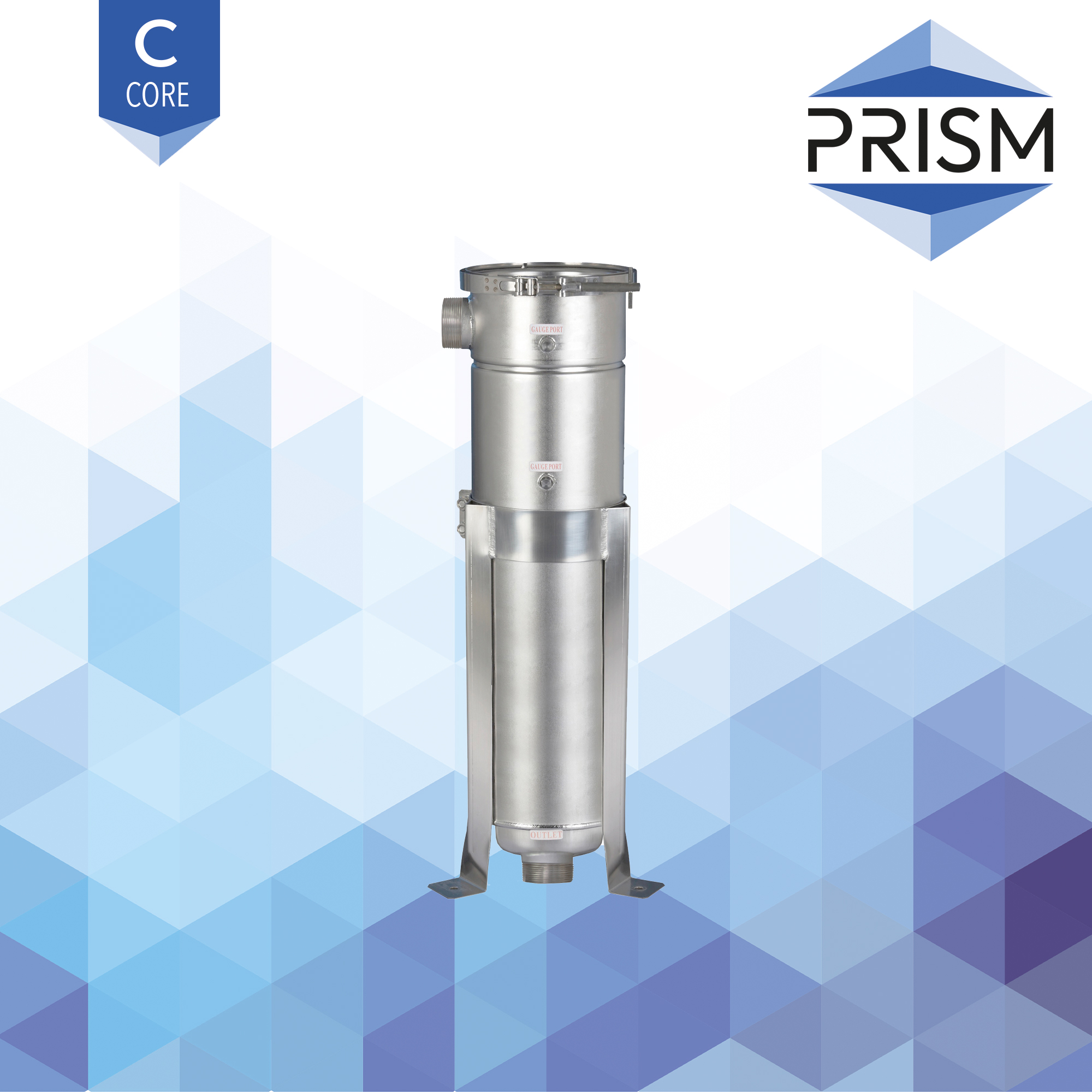 BH-SS-4x14-11/2-B-C    PRISM CORE RANGE :  Bag Housing Stainless Steel 1 Round Size 4 1.5