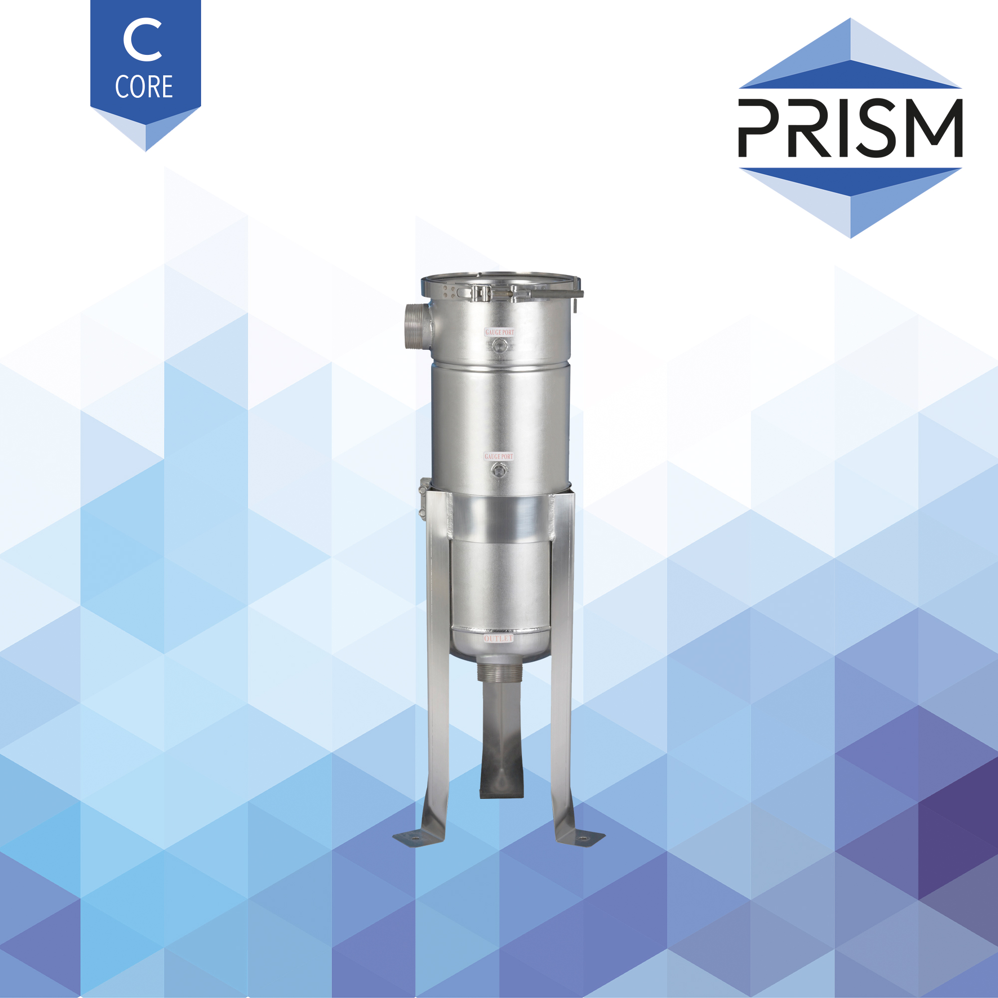 BH-SS-4x9-11/2-B-C    PRISM CORE RANGE :  Bag Housing Stainless Steel 1 Round Size 3 1.5