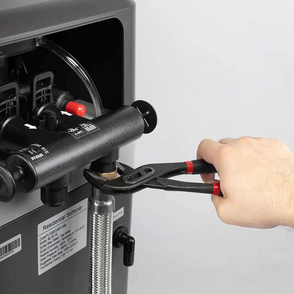 Compact Ecosoft CUBE 150 water softener for medium-sized households with smart features and limescale protection
