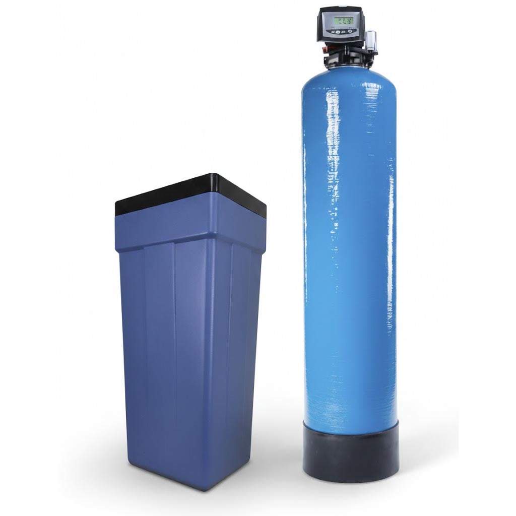 Simplex Water Softener with Autotrol Logix 255 controller and 3/4" connections diagram and dimensions