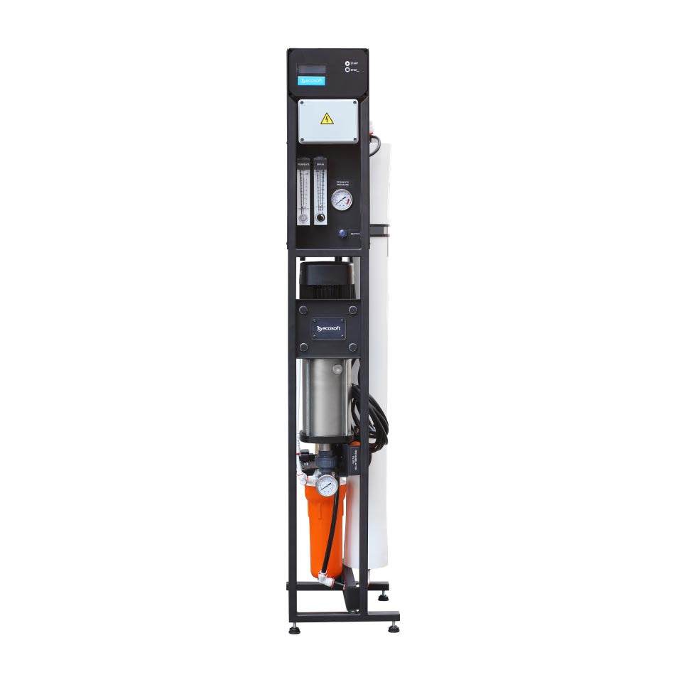 Ecosoft MO5000 4-inch reverse osmosis system for commercial water purification with stainless steel frame and smart controller