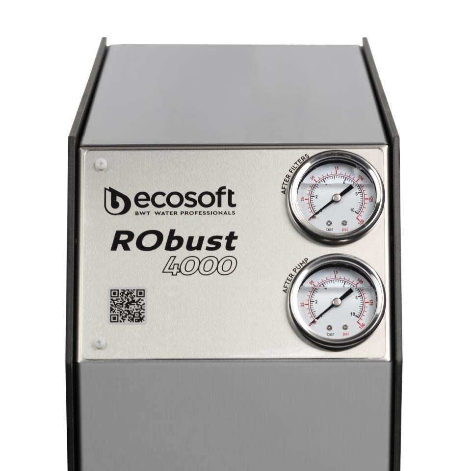 Ecosoft RObust 4000 compact stainless steel direct flow RO system for restaurant water filtration up to 180 LPH