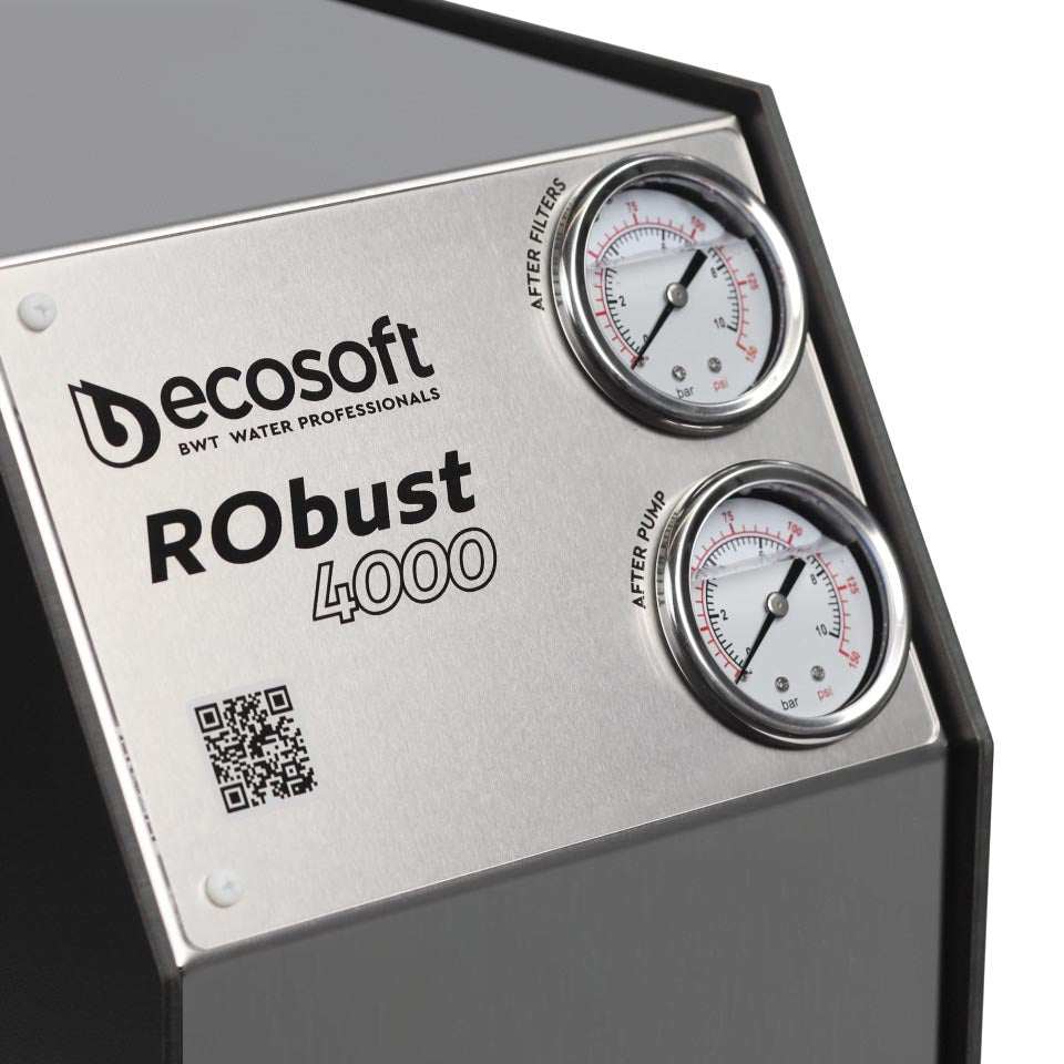 Ecosoft RObust 4000 compact stainless steel direct flow RO water filtration system for restaurants up to 180 LPH