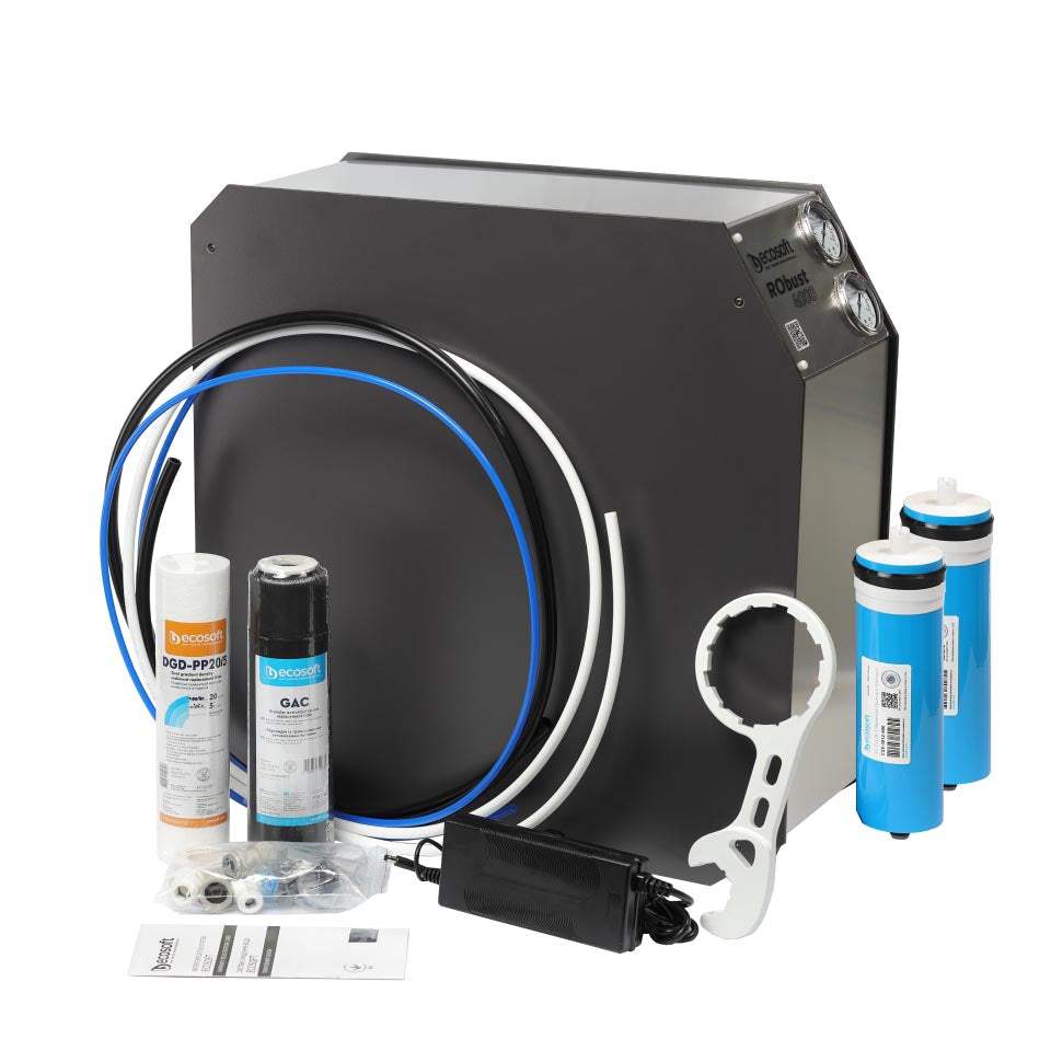 Ecosoft RObust 4000 compact stainless steel direct flow RO system for restaurants with high flow rate up to 180 LPH