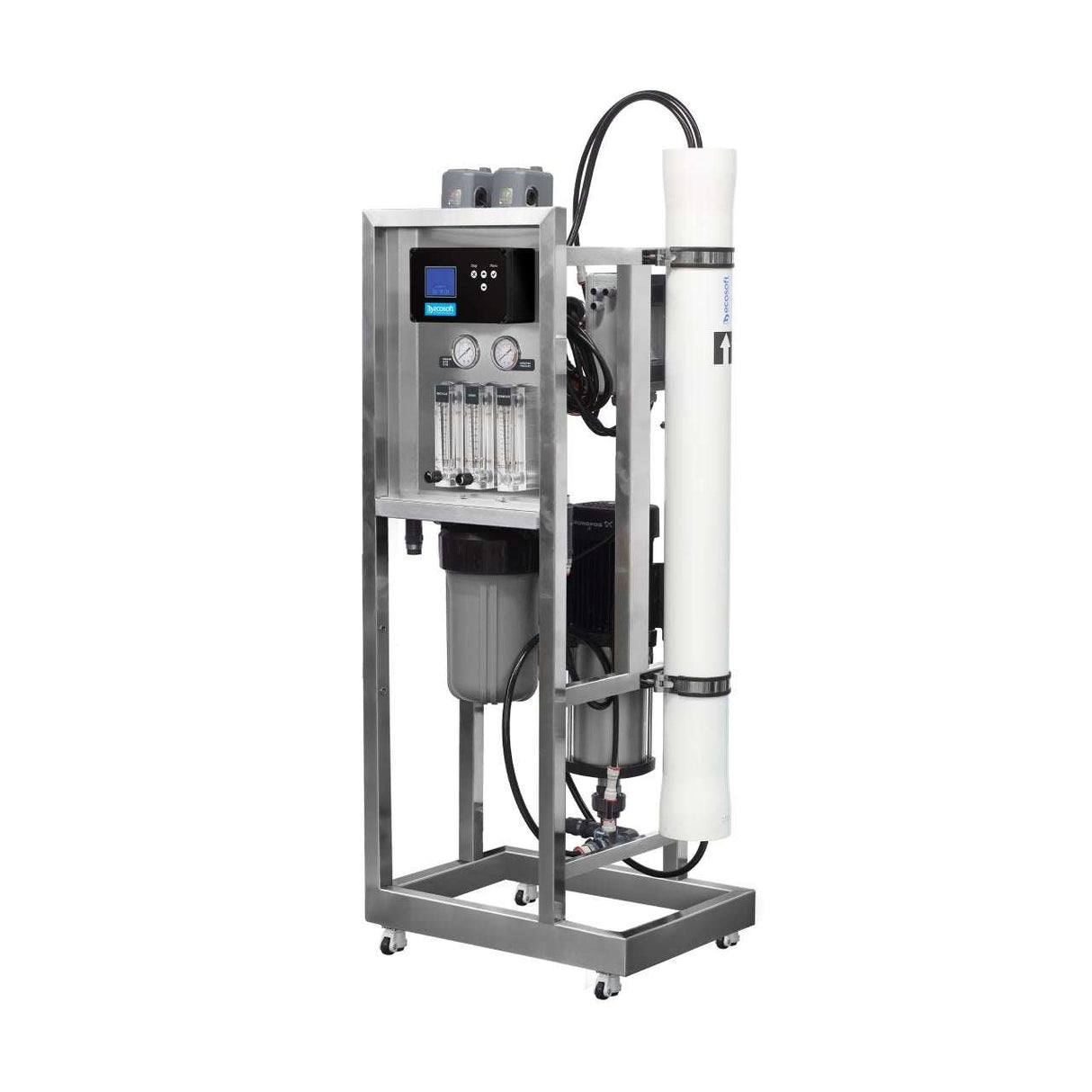 Ecosoft MO6500 INOX IoT 4-inch stainless steel reverse osmosis water treatment system with IoT monitoring and energy-efficient pump