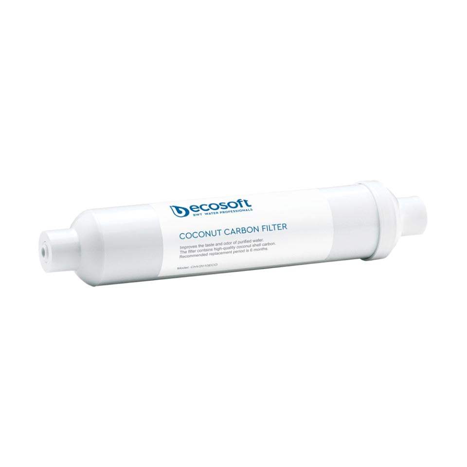 Ecosoft Carbon Postfilter for RO water filtration system with coconut shell carbon and push-fit connectors