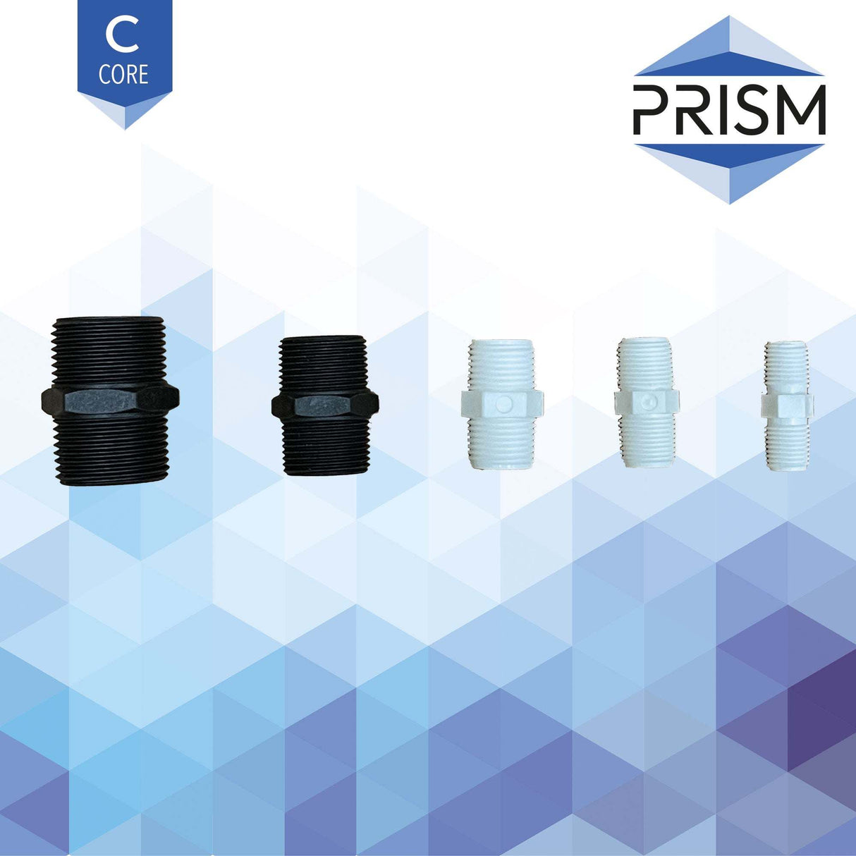 White 1/2 inch plastic NPT nipple for plumbing and filtration systems