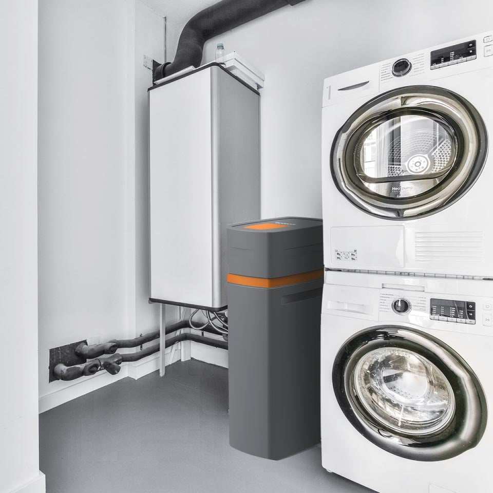 Ecosoft Anthracite Gold 370 well water softener unit with digital control panel and compact design for iron-rich water filtration