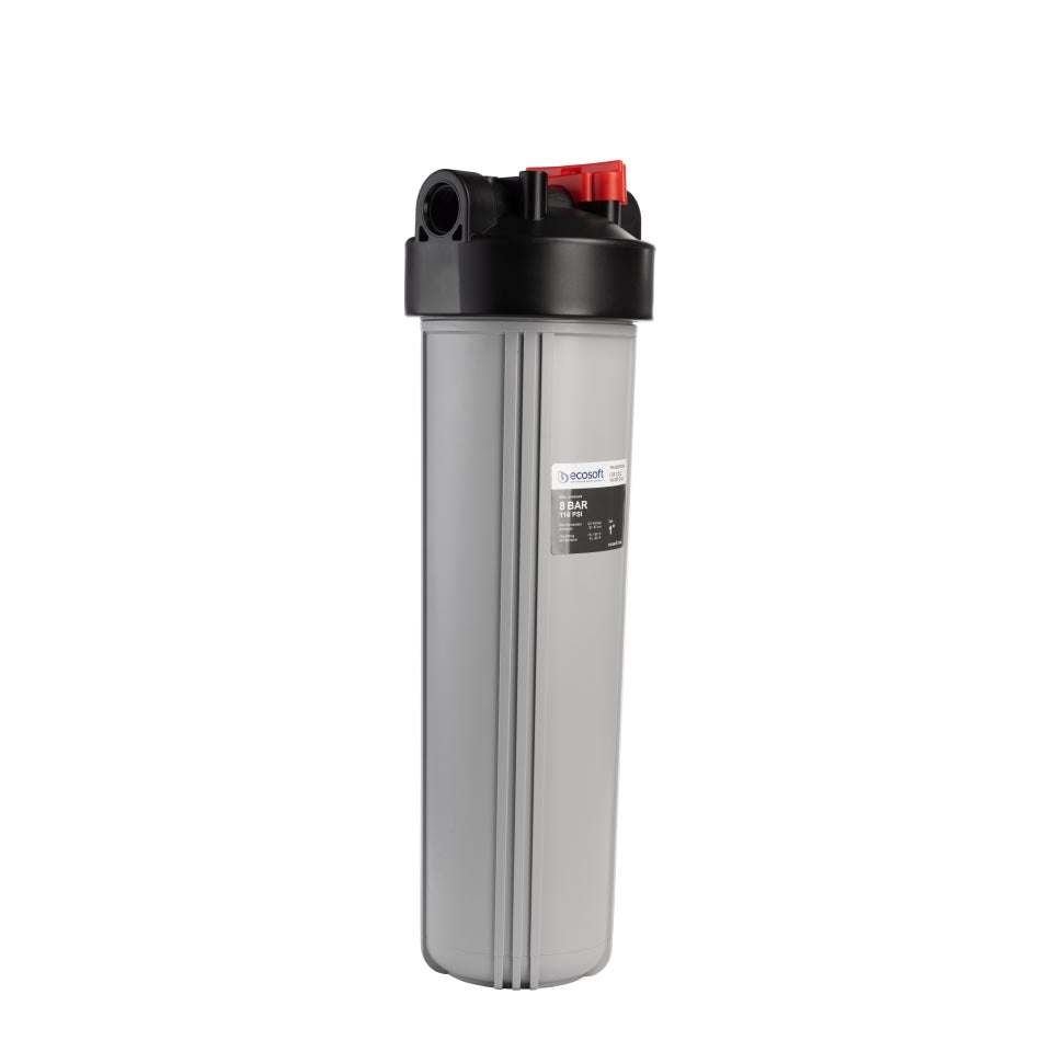 Ecosoft Big Blue 4.5"x20" water filter housing with activated carbon filter for whole-home water purification