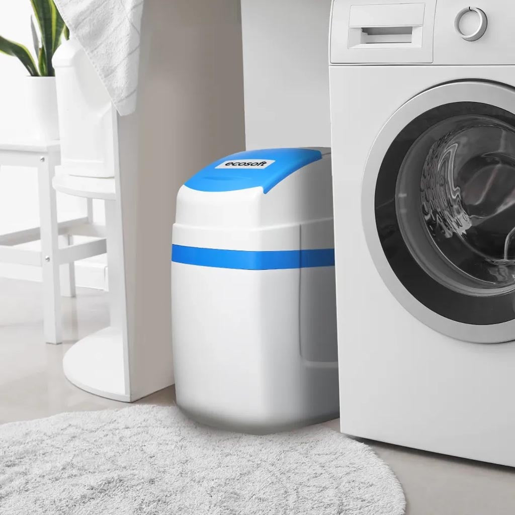 Ecosoft Arctic Blue 150 compact water softener unit with CE valve for home use