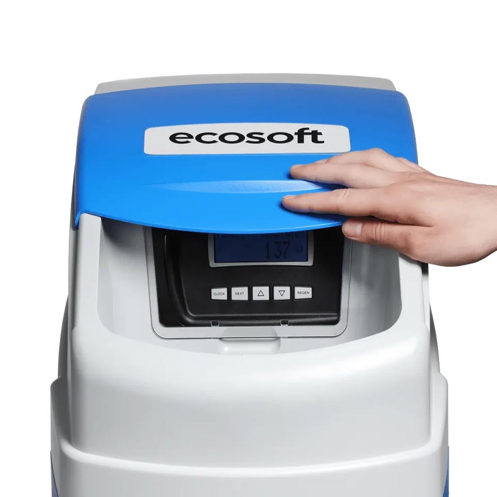 Ecosoft Arctic Blue 150 compact water softener unit with control valve and digital display