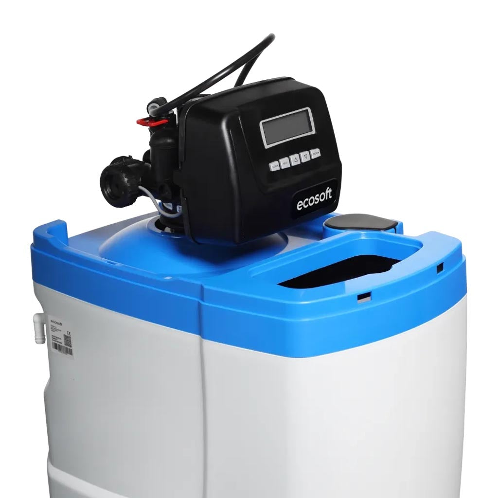 Ecosoft Arctic Blue 150 compact water softener unit with control valve and digital display