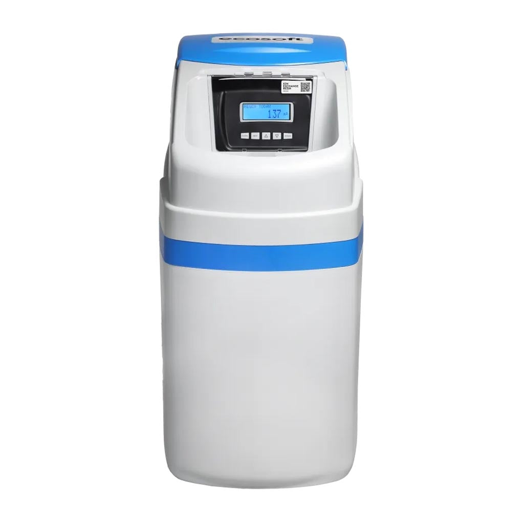 Ecosoft Arctic Blue 150 compact water softener unit with control valve and pressure tank