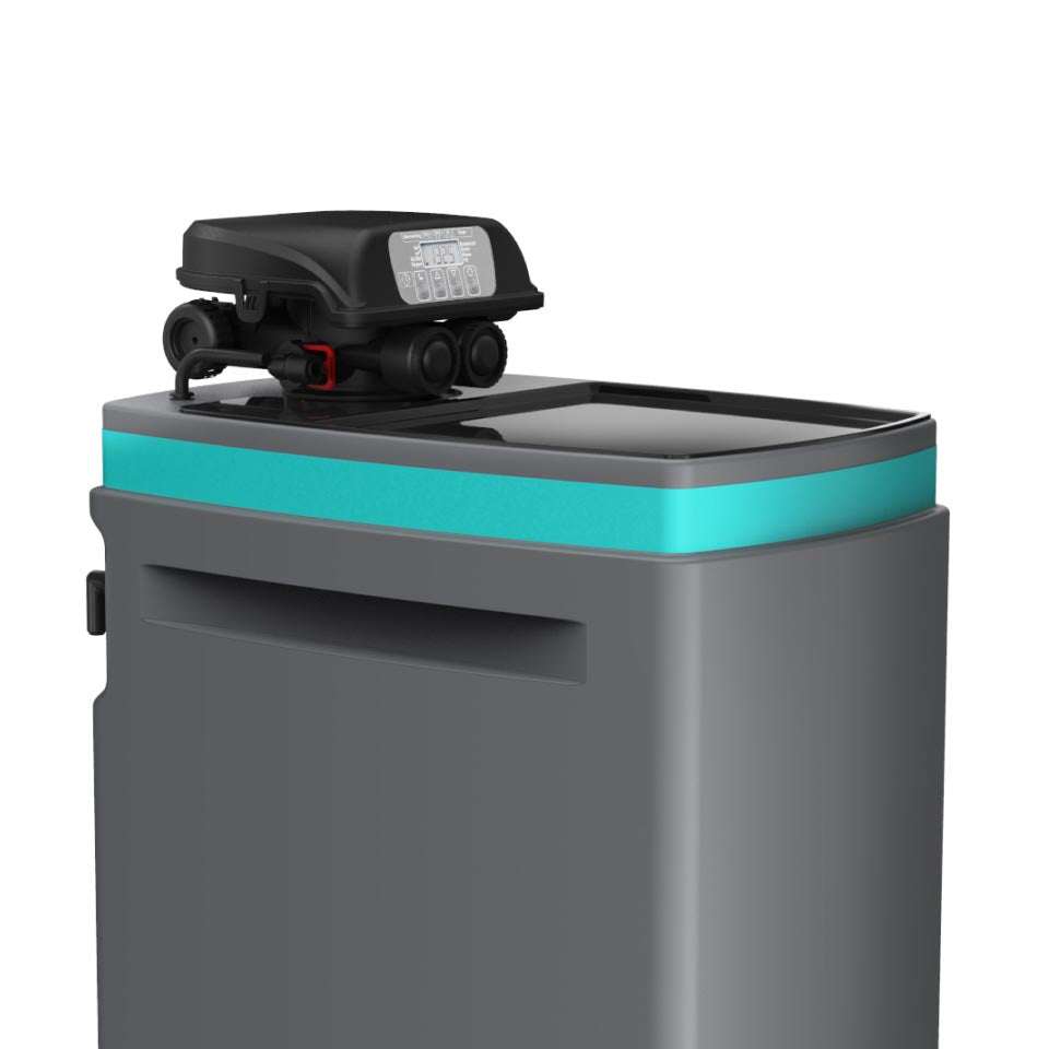 Ecosoft Anthracite Azure 370 37-litre water softener unit with digital control panel and compact design