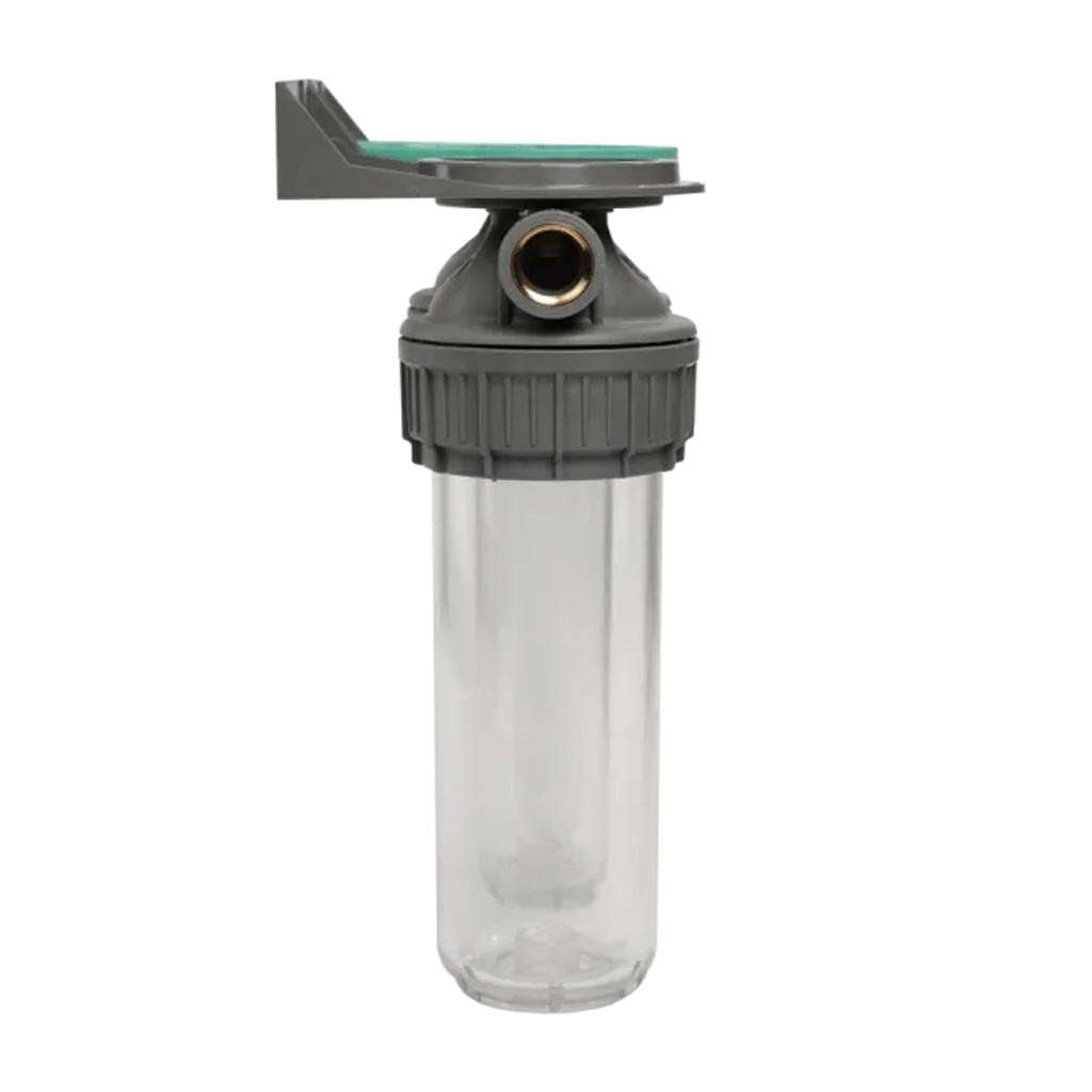 Ecosoft 3P Grey Duplex 10 inch filter housing with brass ports for durable water filtration system
