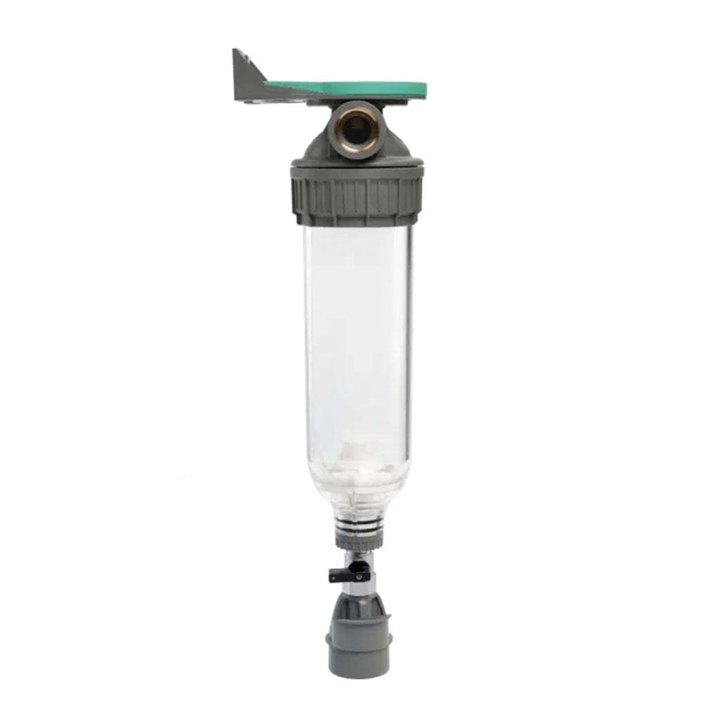 Ecosoft 3P Grey Mono 10" water filter with venturi valve and ½” drain for efficient sediment removal and durable filtration