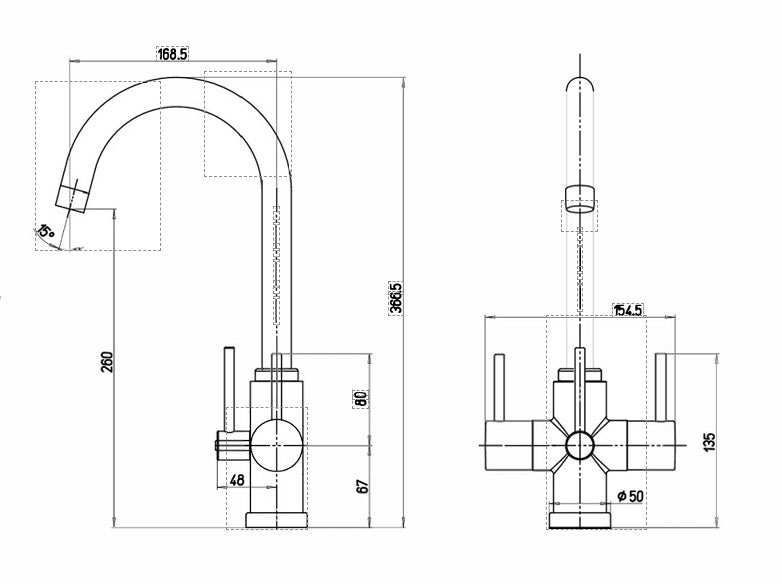 Genoa 3 Way Tap with 3 lever chrome finish for modern kitchen upgrade