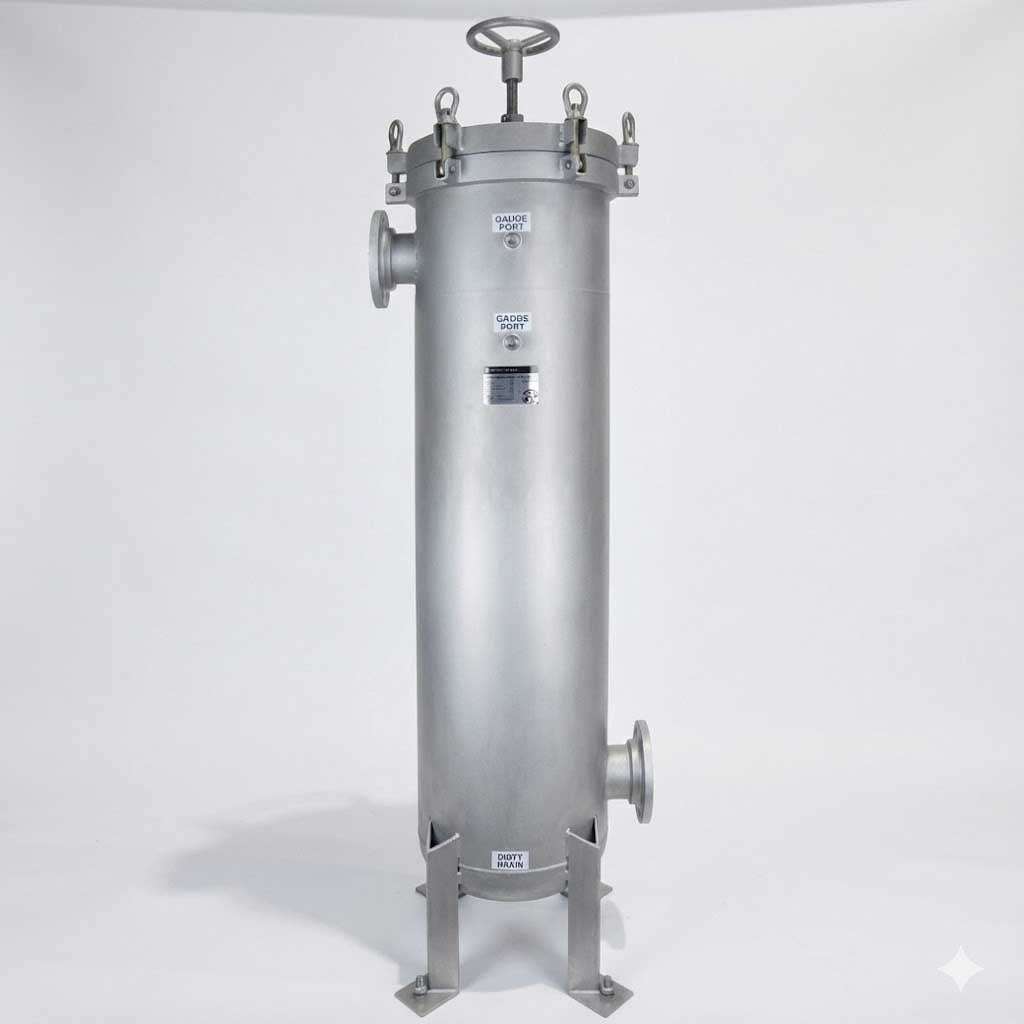 H-SGB-4HF-40-4F-GP-HML-V2 : SPECTRUM High Flow Housing 316 SS 4 Round 40" with 4" Flange