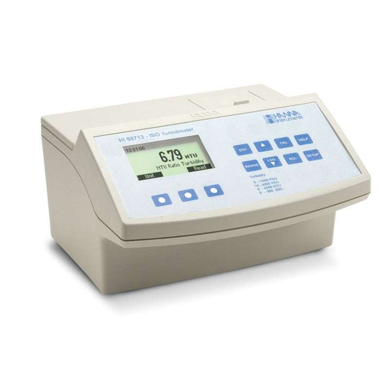 HI-88713-02 ISO Turbidity Meter benchtop device with backlit display for precise water quality testing