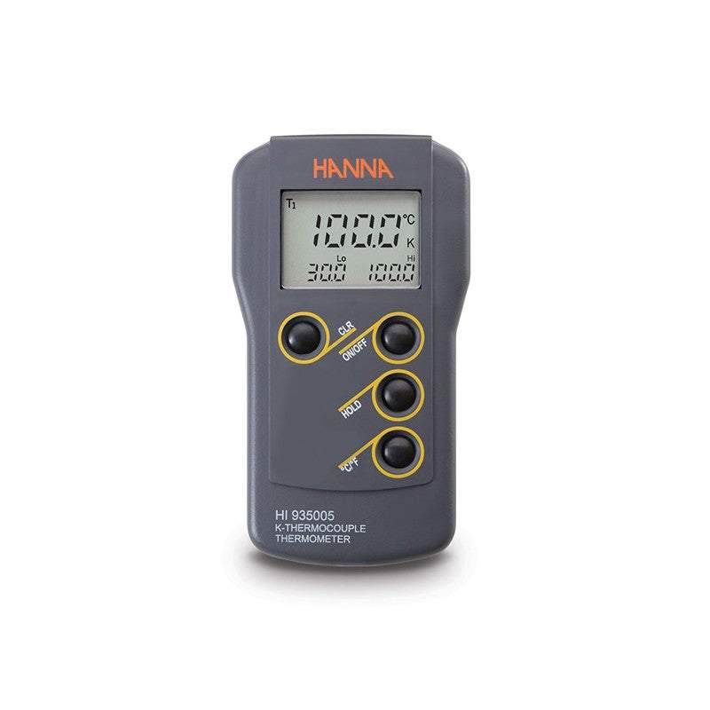 HI-935005 K-Type Thermometer handheld digital device with LCD display and waterproof casing for precise temperature measurement