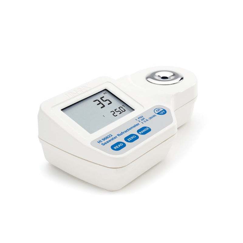HI-96822 digital refractometer for fast, accurate seawater salinity measurement with portable design and clear LCD display