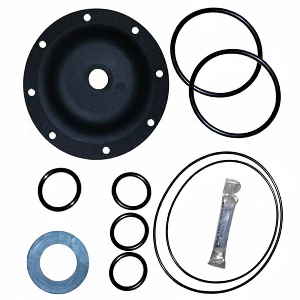 K535-RAE Diaphragm & Seals Kit K535 EPDM with black rubber diaphragm and assorted circular seals and O-rings.