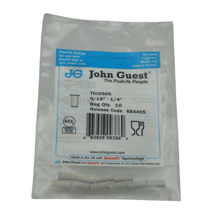 John Guest 3/8 inch plastic insert pack of 10 for secure pipe connections and enhanced plumbing durability