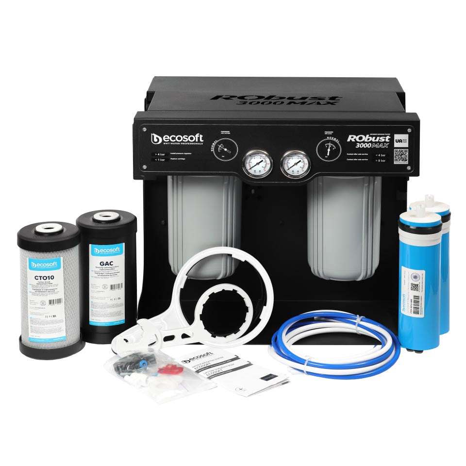 Ecosoft RObust 3000MAX reverse osmosis water filter system with 150 LPH capacity and advanced filtration technology