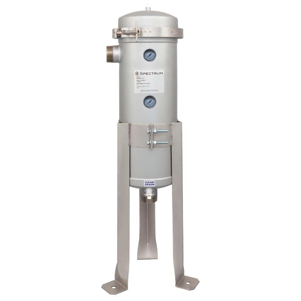 SPECTRUM INOX SBH-SGB-1-1-2-G stainless steel bag filter housing with pressure gauges and 2 inch BSP ports