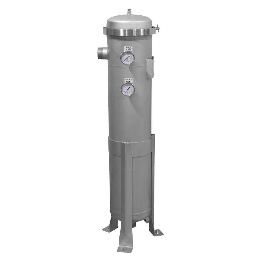 SPECTRUM INOX SBH-SGB-1-2-2-G stainless steel bag housing with pressure gauges and 2" BSPT ports for industrial filtration