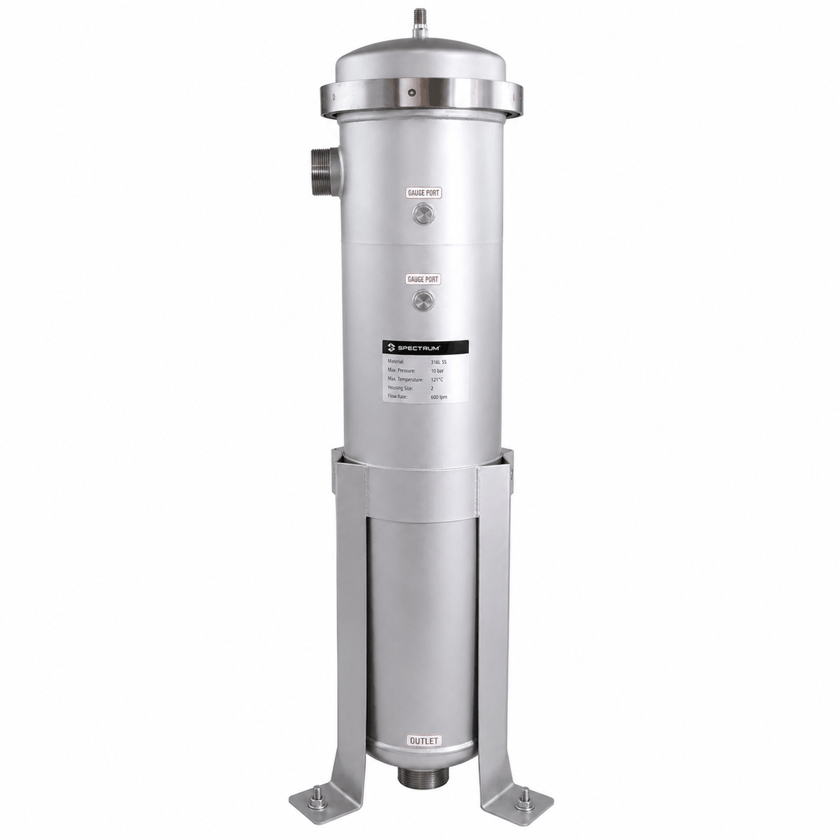 SPECTRUM INOX SBH-SPC-1-2-2-GP-ML stainless steel Size 2 bag filter housing with dimensions diagram