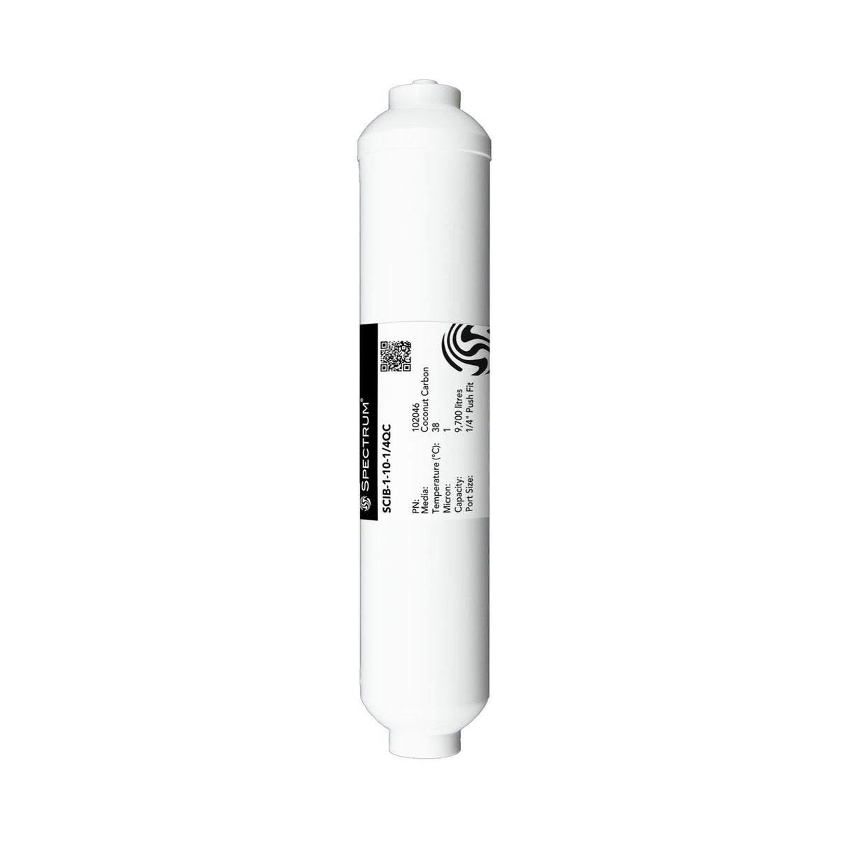 SCIB-1-10-1/4QC SPECTRUM Carbon Inline Block Filter with 1µm coconut carbon for improved water taste and easy 1/4" push-fit installation