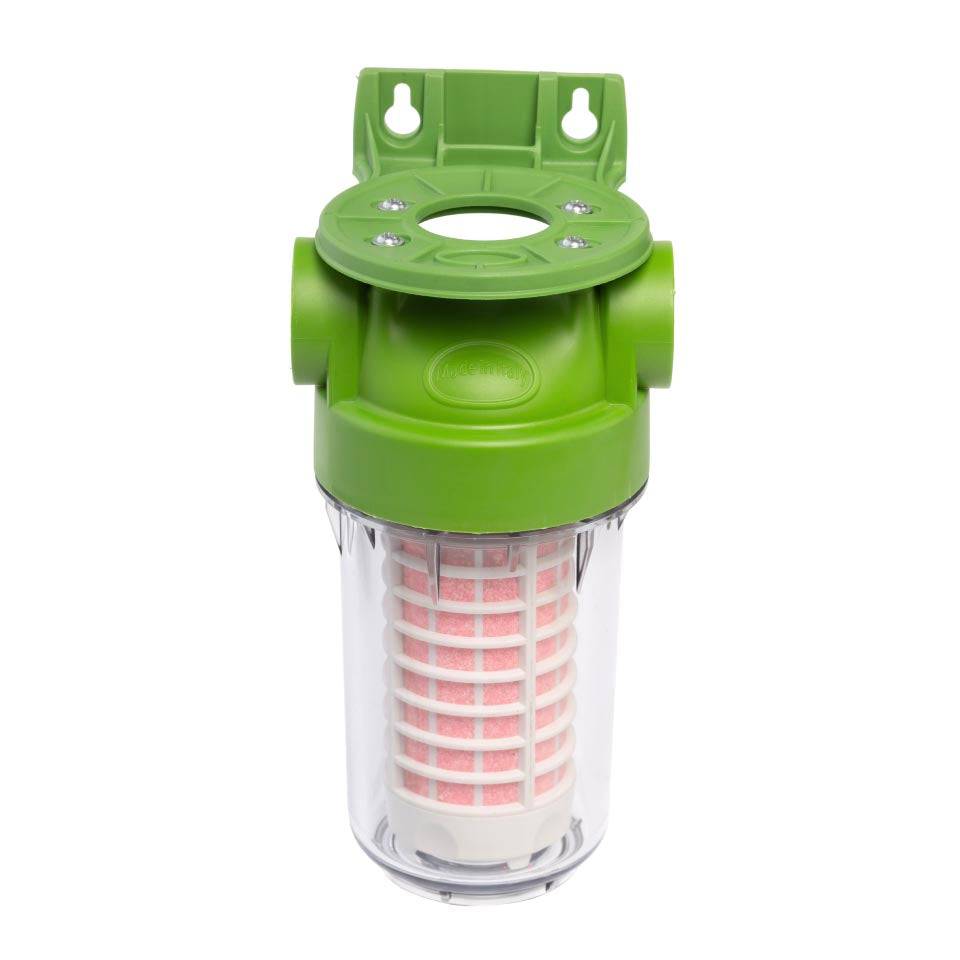 Ecosoft Scalex Inline Scale Inhibitor compact water heater scale prevention filter with polyphosphate cartridge and eco-friendly design