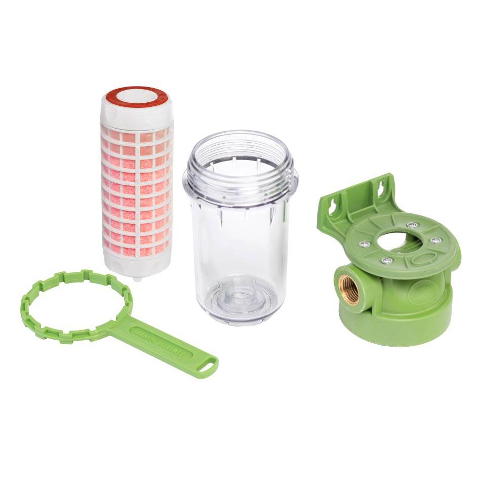 Ecosoft Scalex Inline Scale Inhibitor compact water heater scale prevention filter with polyphosphate cartridge