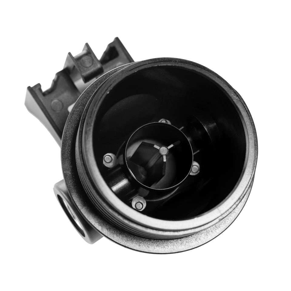 Ecosoft 10 inch hot water filter housing with brass connections and heat-resistant plastic body for 1/2 inch pipes