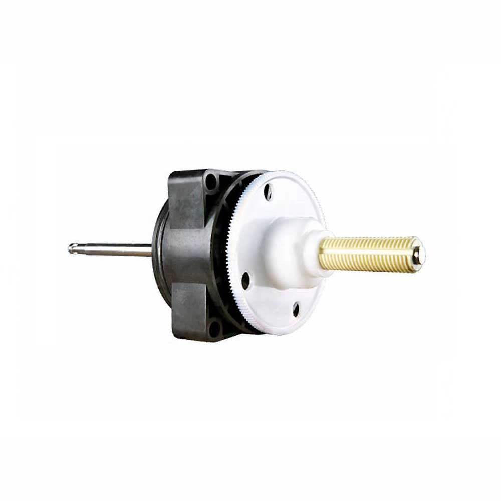 Clack V3066 WS2 Drive Assembly with a black plastic housing, white gear plate, and metal shafts on both ends.