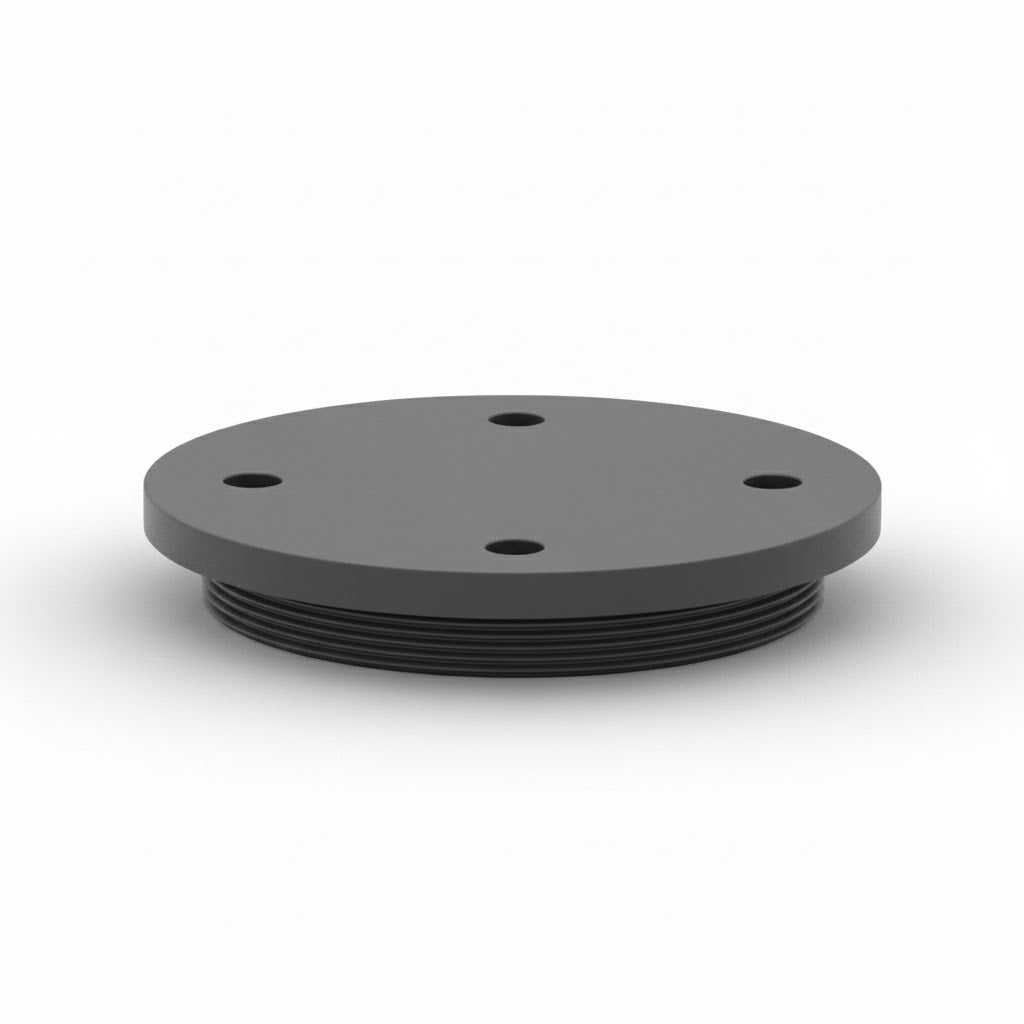 Pentair Structural Closure 6" PVC in dark gray plastic, with a flat circular cap, four holes, and threaded sides.
