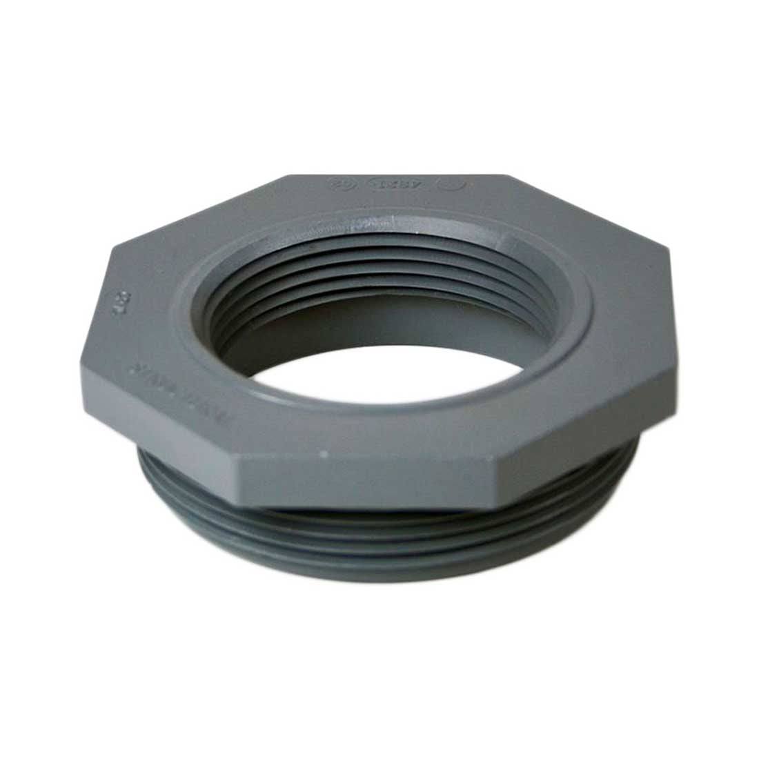 Pentair Structural Adaptor 4" by 2.5" PVC, dark gray threaded plastic fitting with a hexagonal flange and central opening.