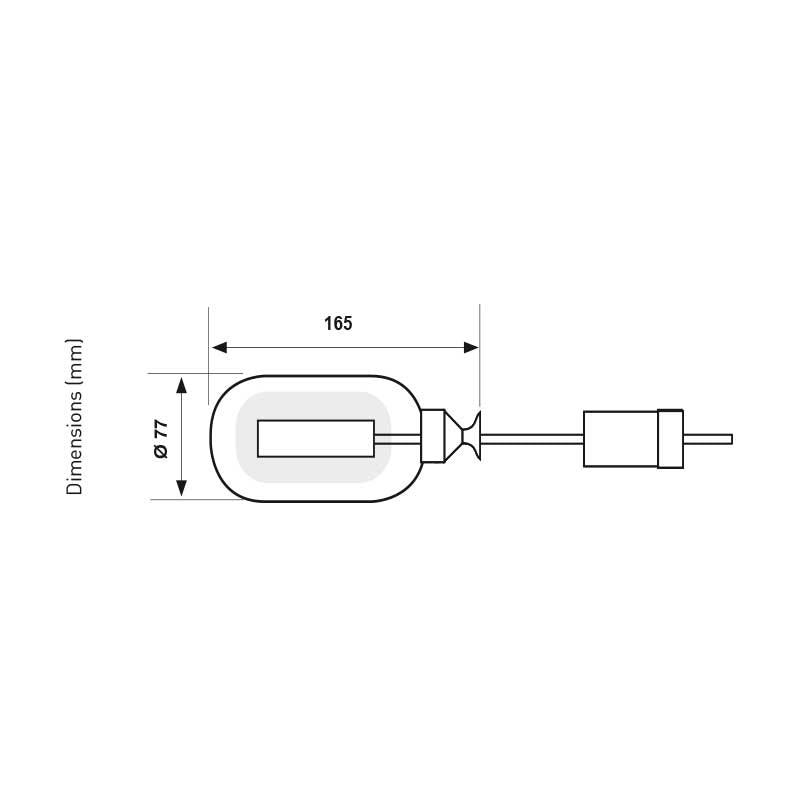 Fantini Cosmi A95 Electromechanical Submersible Level Control 10, a white wired float switch with a rounded casing and counterweight.