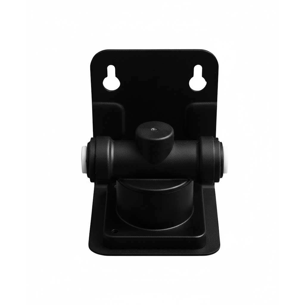 SPECTRUM Food Service Filter Head, black plastic with a compact cylindrical body, mounting plate and push-fit ports.