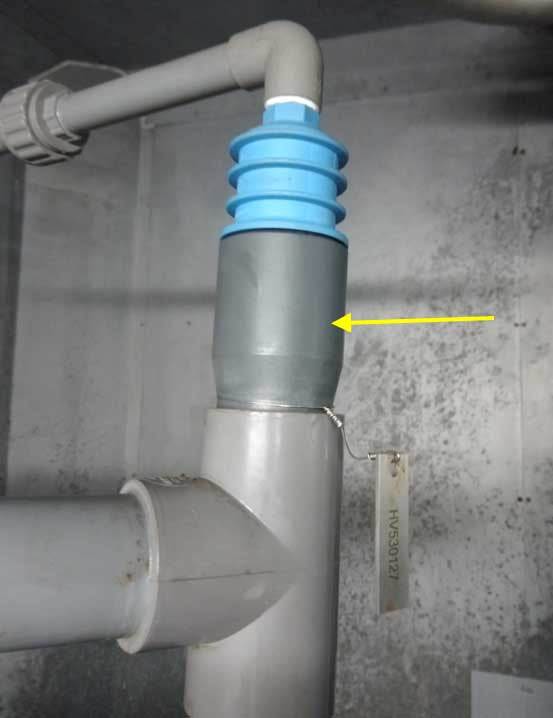 Pentair A-AV-AD50 PVC aeration valve adaptor, grey tapered fitting with a blue ribbed connector and side outlet.