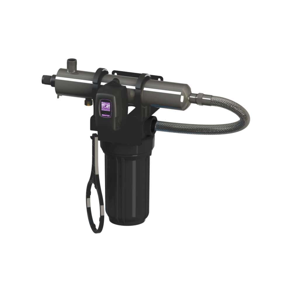 Atlas Rack Mount UV System with 316L stainless steel reactors and integrated filtration for residential and commercial water treatment
