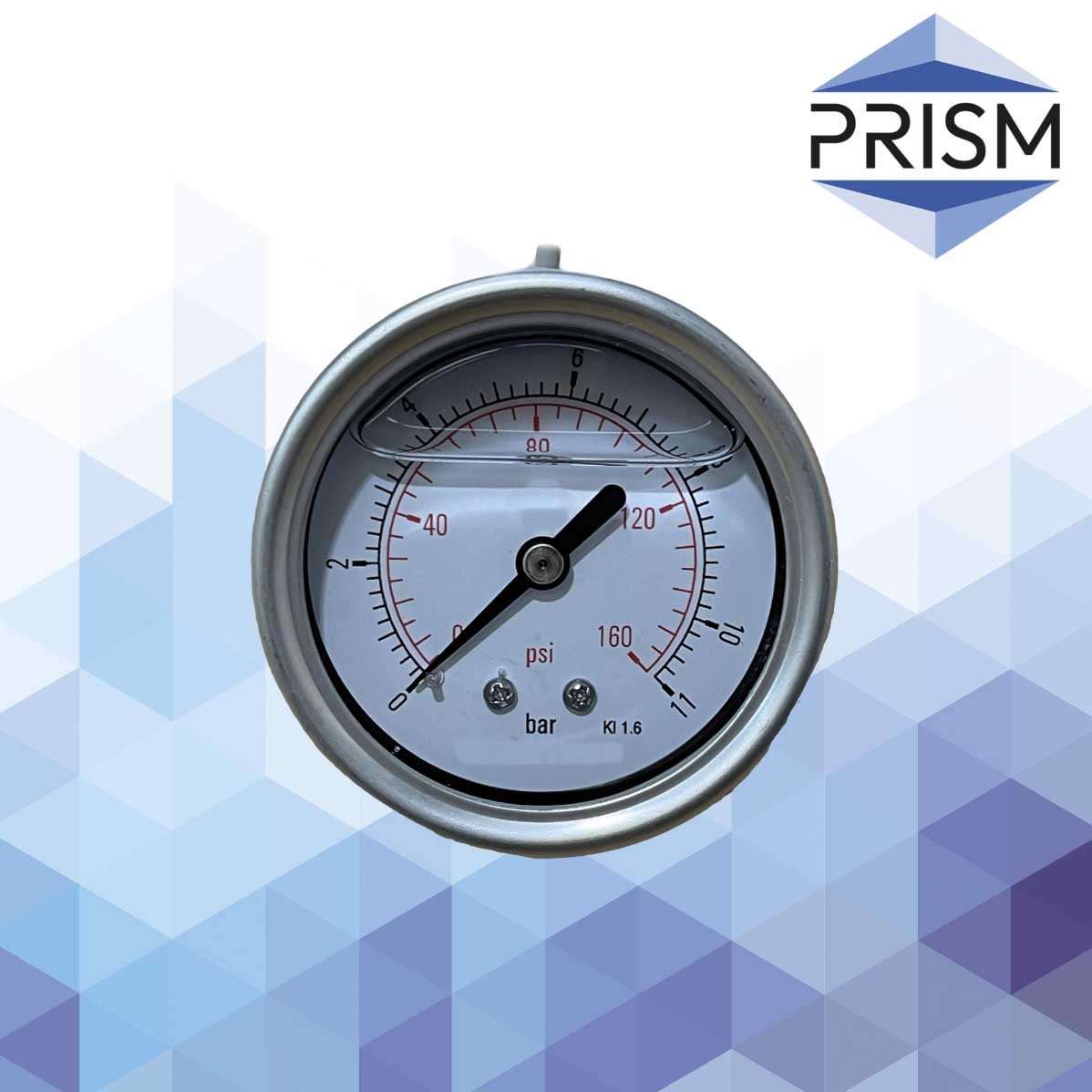 BHA-GAUGE--C PRISM CORE RANGE : Gauge 0-11 bar Rear Thread Glycerine Filled 1/4" BSPT