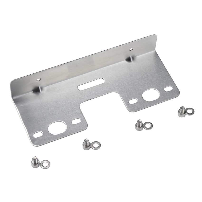 Cintropur Wall Bracket Duo Stainless Steel, silver metal double bracket with mounting slots and four screws and rings