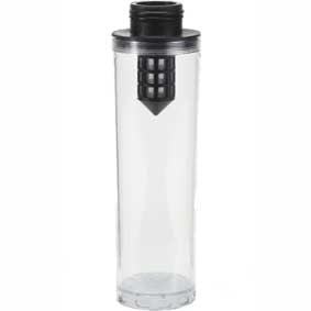 Cintropur Filter Cartridge CTN Empty, clear cylindrical plastic cartridge with black threaded top and internal filter insert.