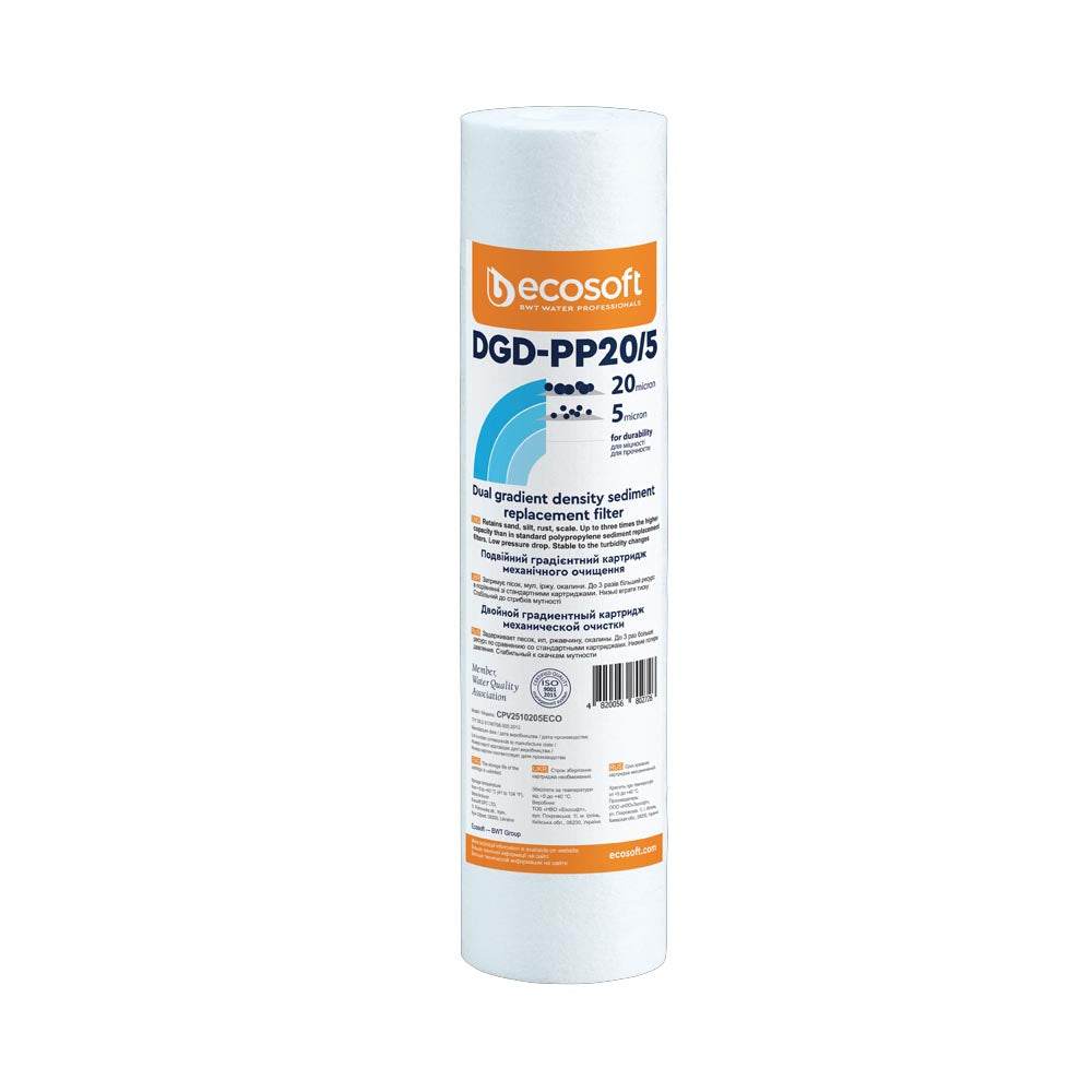 Ecosoft dual gradient PP sediment filter, 20-5 micron | GAPS Water