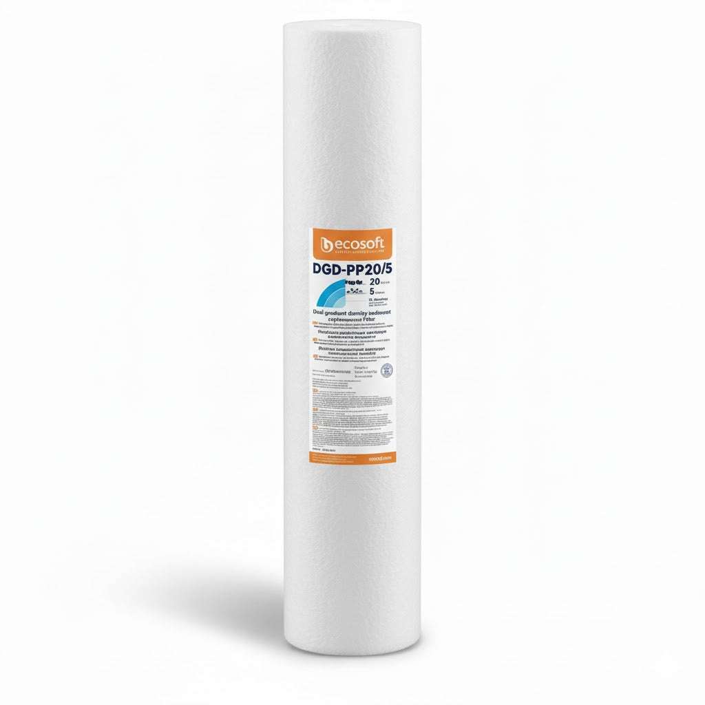 Ecosoft Aquapoint XL Duo whole house water filter system with sediment and chlorine dual-stage filtration and steel mounting frame