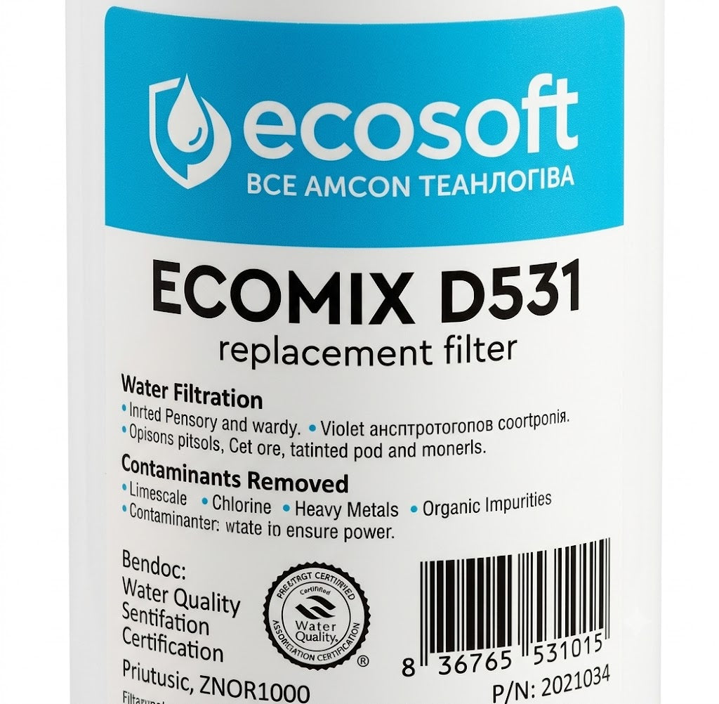 Ecosoft filter with ECOMIX® material 2.5x10 compact water filtration cartridge for home use