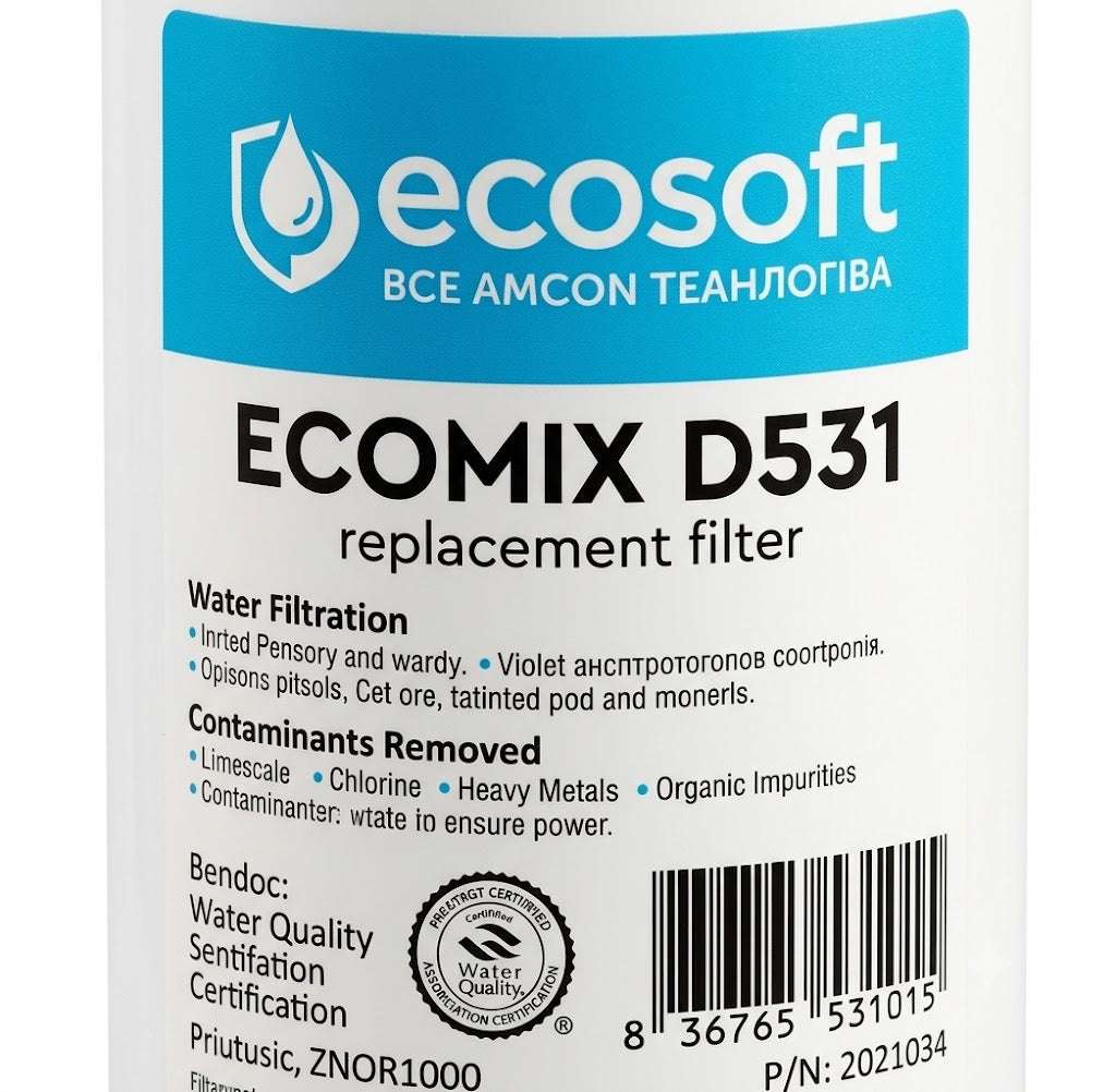 Ecosoft filter with ECOMIX® material 2.5x10 compact water filtration cartridge for home use