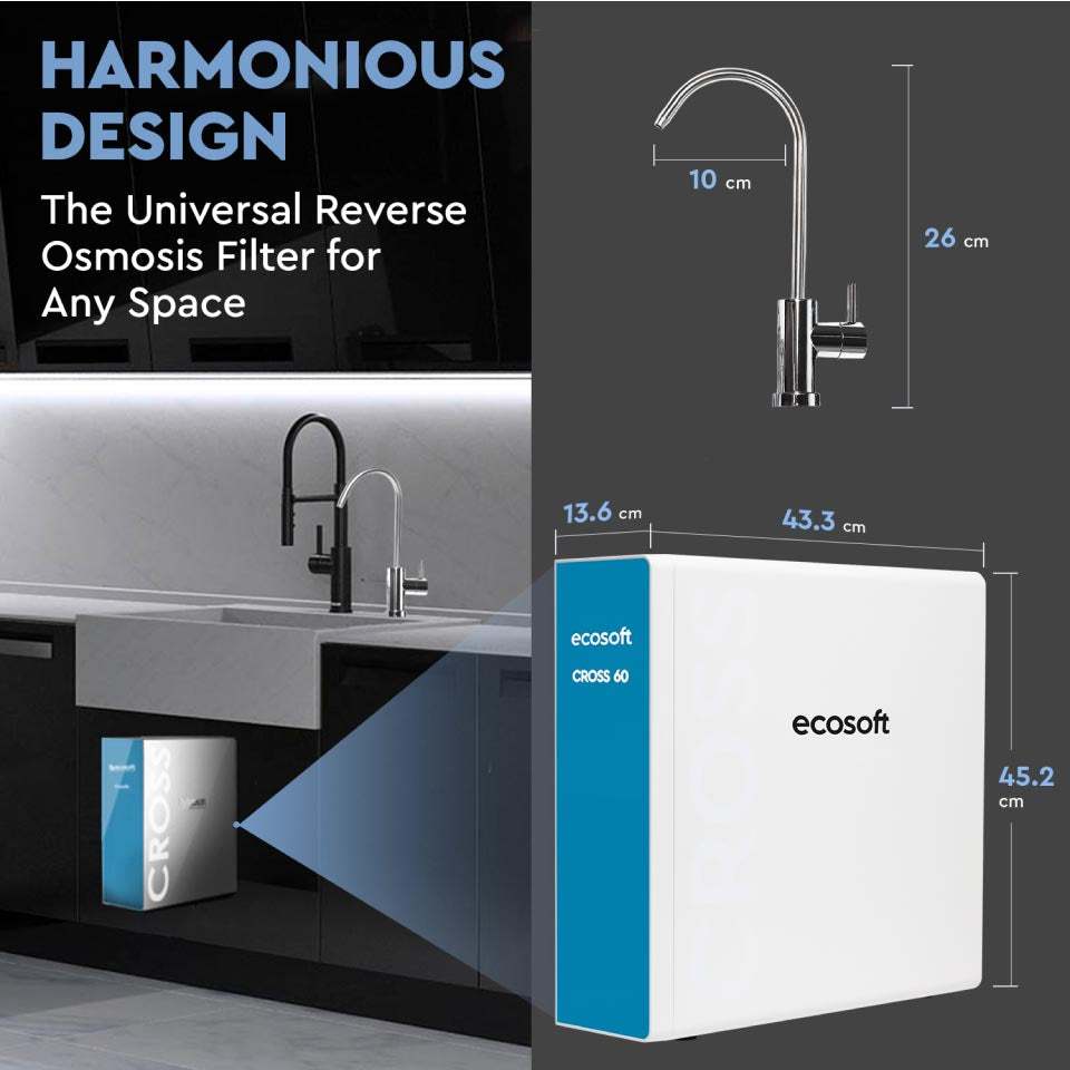 Ecosoft CROSS 60 Direct Flow RO System compact water purifier with advanced filtration technology